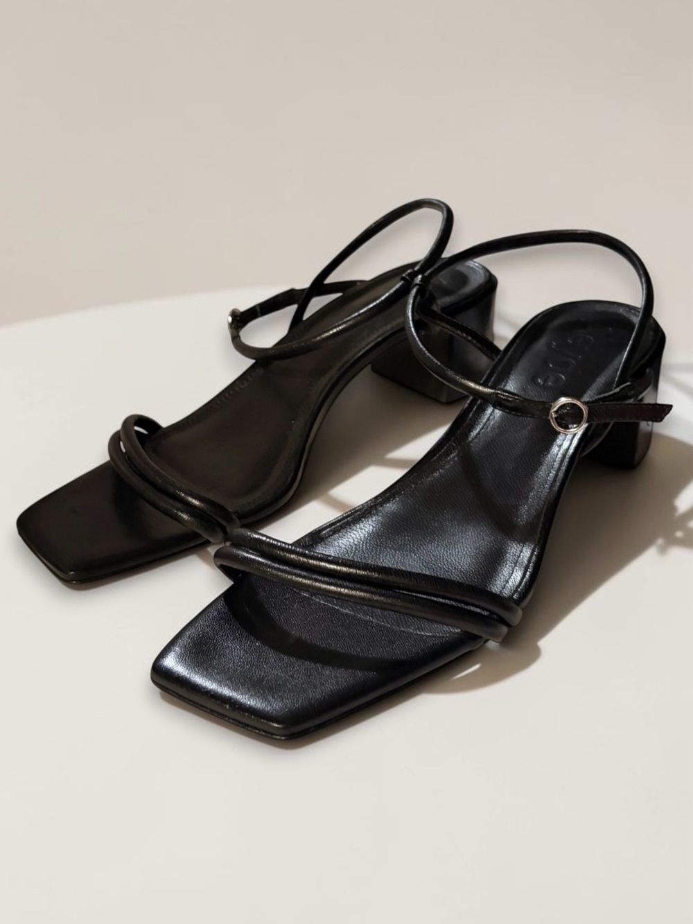 Aeyde Estelle Strappy Block Heel Sandals Nappa Leather Black